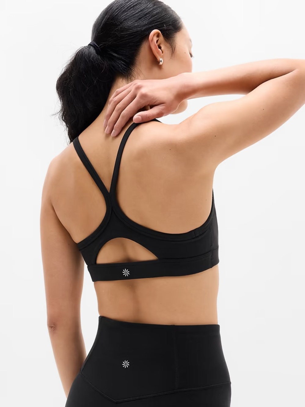 Athleta Vital Black Strappy Sports Bra keyhole Racerback cut-out size s